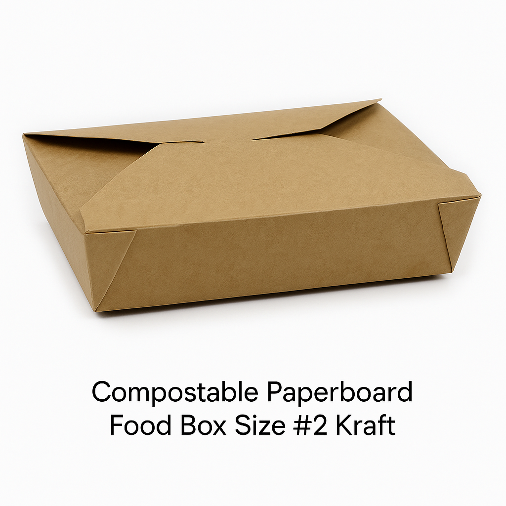 Compostable Paperboard Food Box Size #2 Kraft